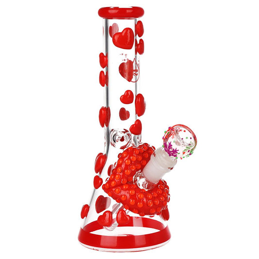 بايب مياه زجاجي بيكر "Pulsar Kiss My Lips Glow In Dark Beaker Glass Water Pipe" - مقاس 9.75 بوصة / 14 مم F