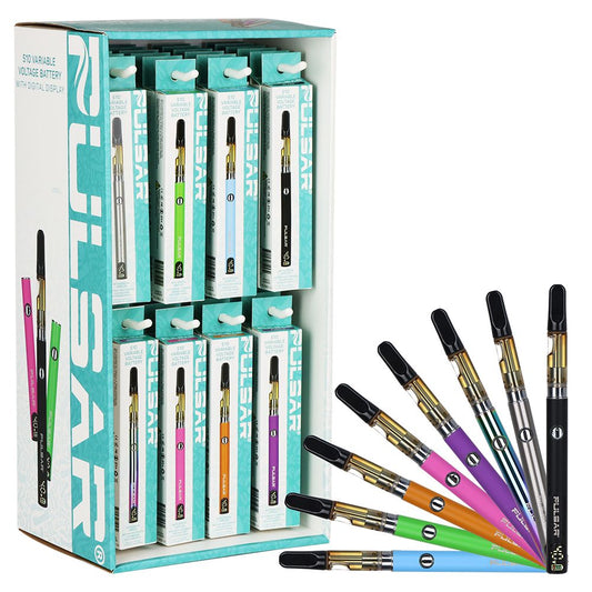 48CT - Pulsar Digital Display Slim VV Click Button 510 Battery - 400mAh / Asstorted Colors