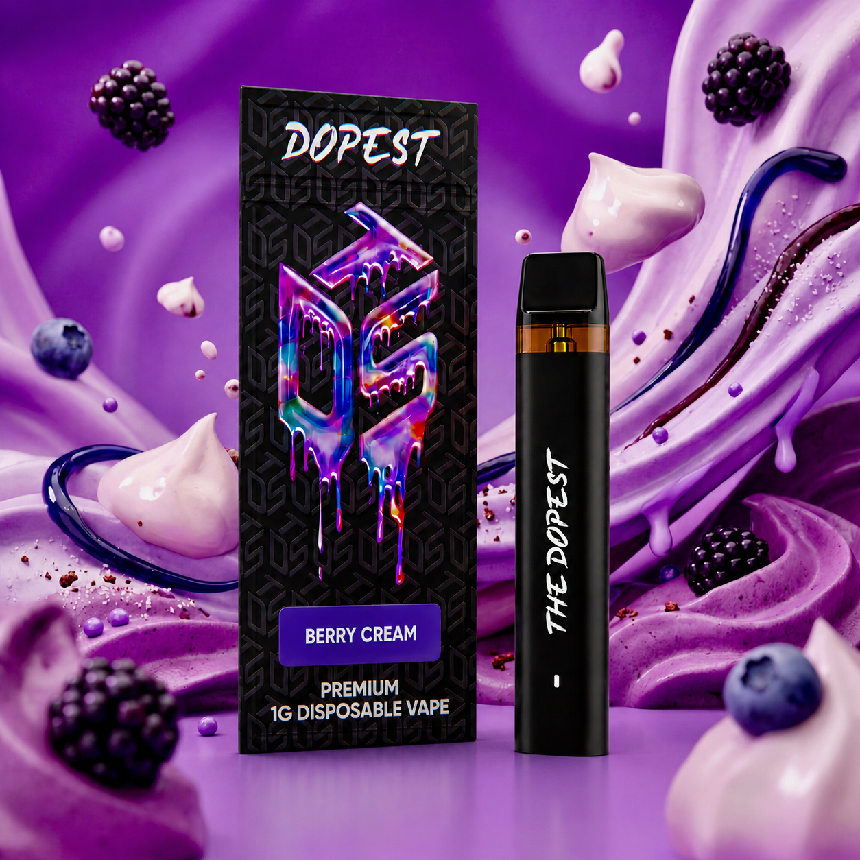 The Dopest Berry Cream Hybrid 1g THCA Vape Disposable