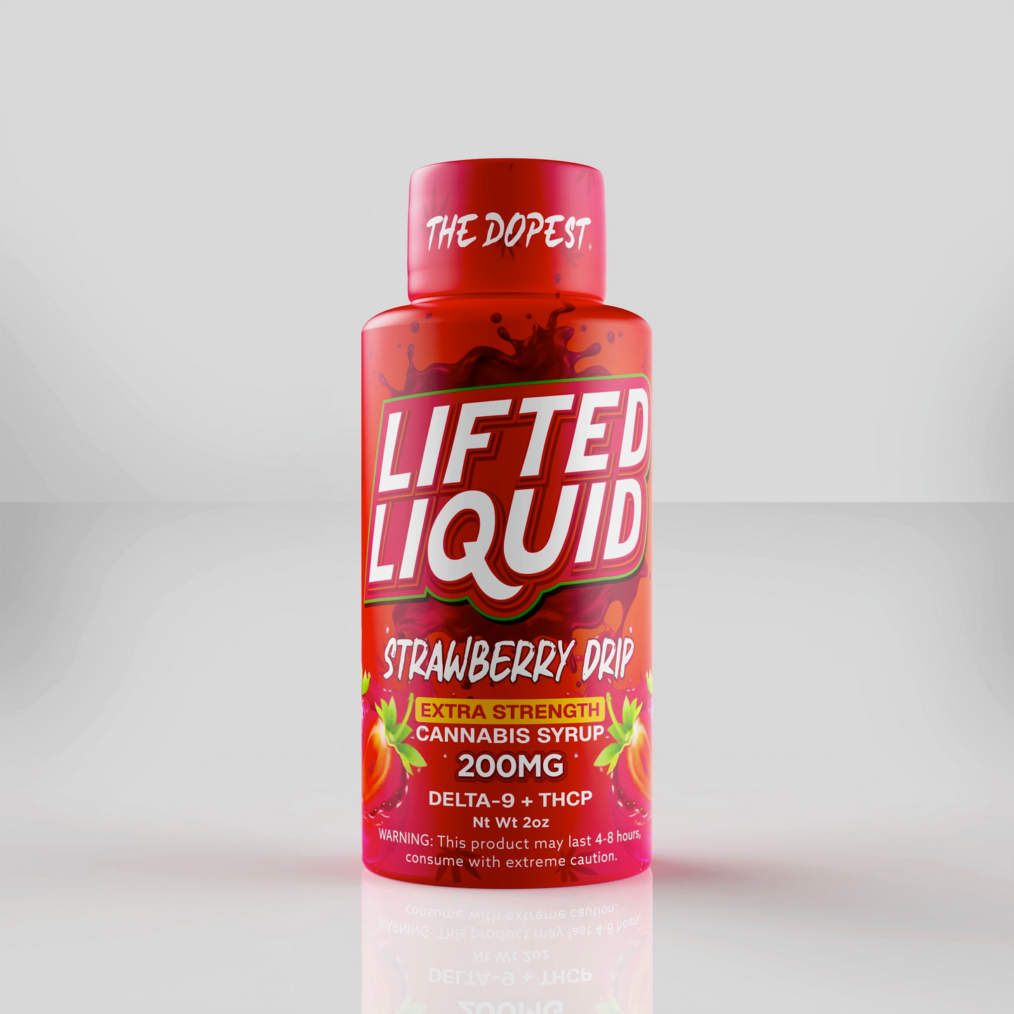 The Dopest Lifted Liquid Strawberry Drip D9 + THCP Syrup 200mg