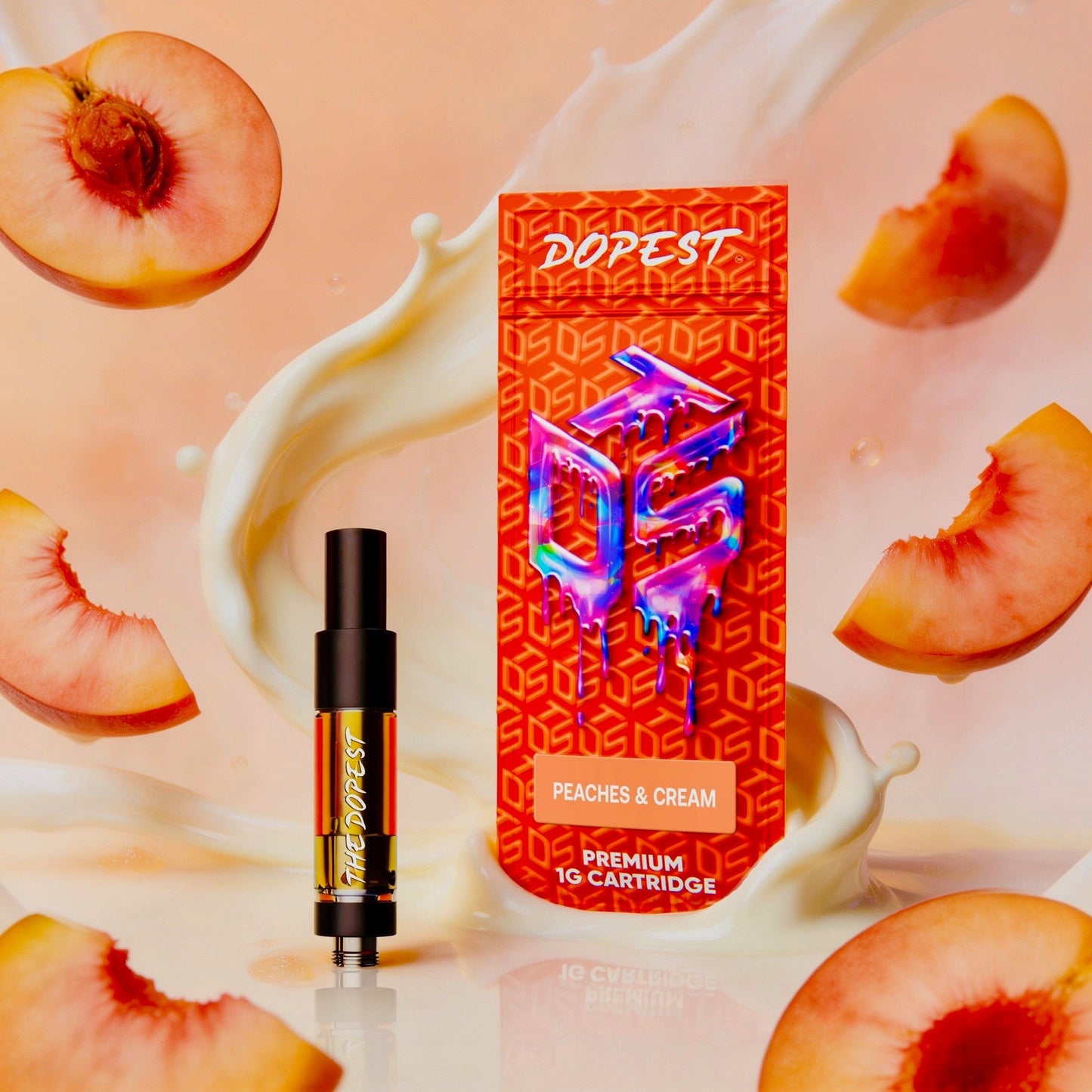 The Dopest Peaches & Cream THCA Vape Cartridge 1g