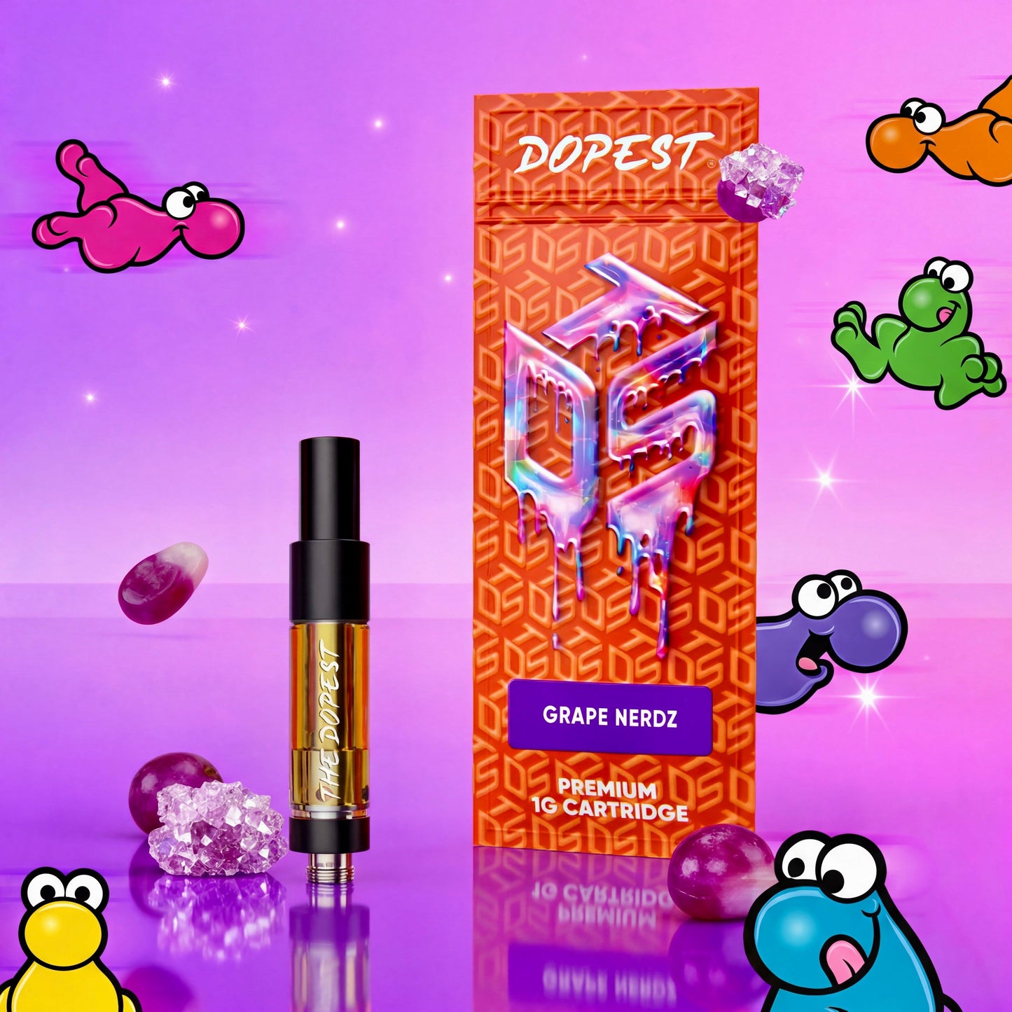 The Dopest Grape Nerdz Sativa THCa Vape Cartridge 1.5g