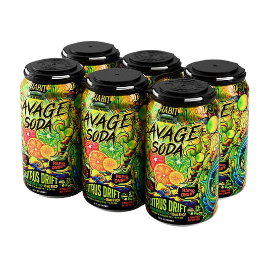 مشروب غازي Habit D9 + THCP Savage Soda | سعة 12 أونصة | 100 ملغ D9 + 15 ملغ THCP | عبوة 6 قطع
