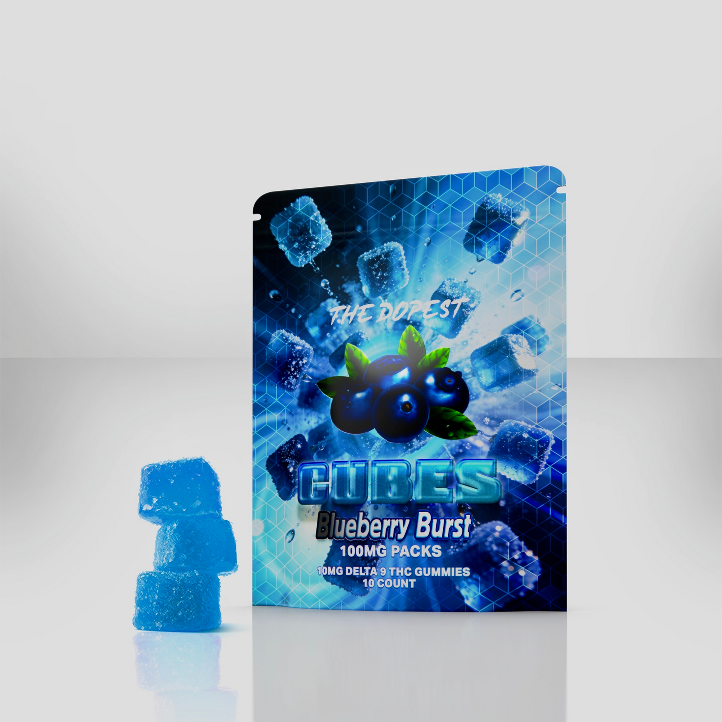 The Dopest Cubes Blueberry Burst 100mg Delta 9 Gummies