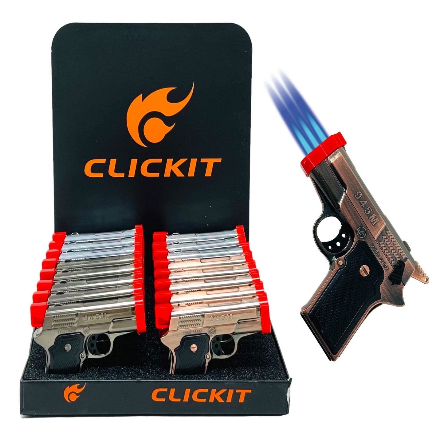 Clickit Glock Torch Lighter Tri Flame Refillable Butane