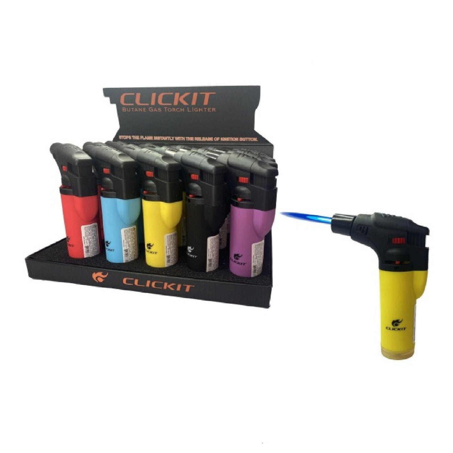 Clickit Neon Torch Lighter Refillable Butane
