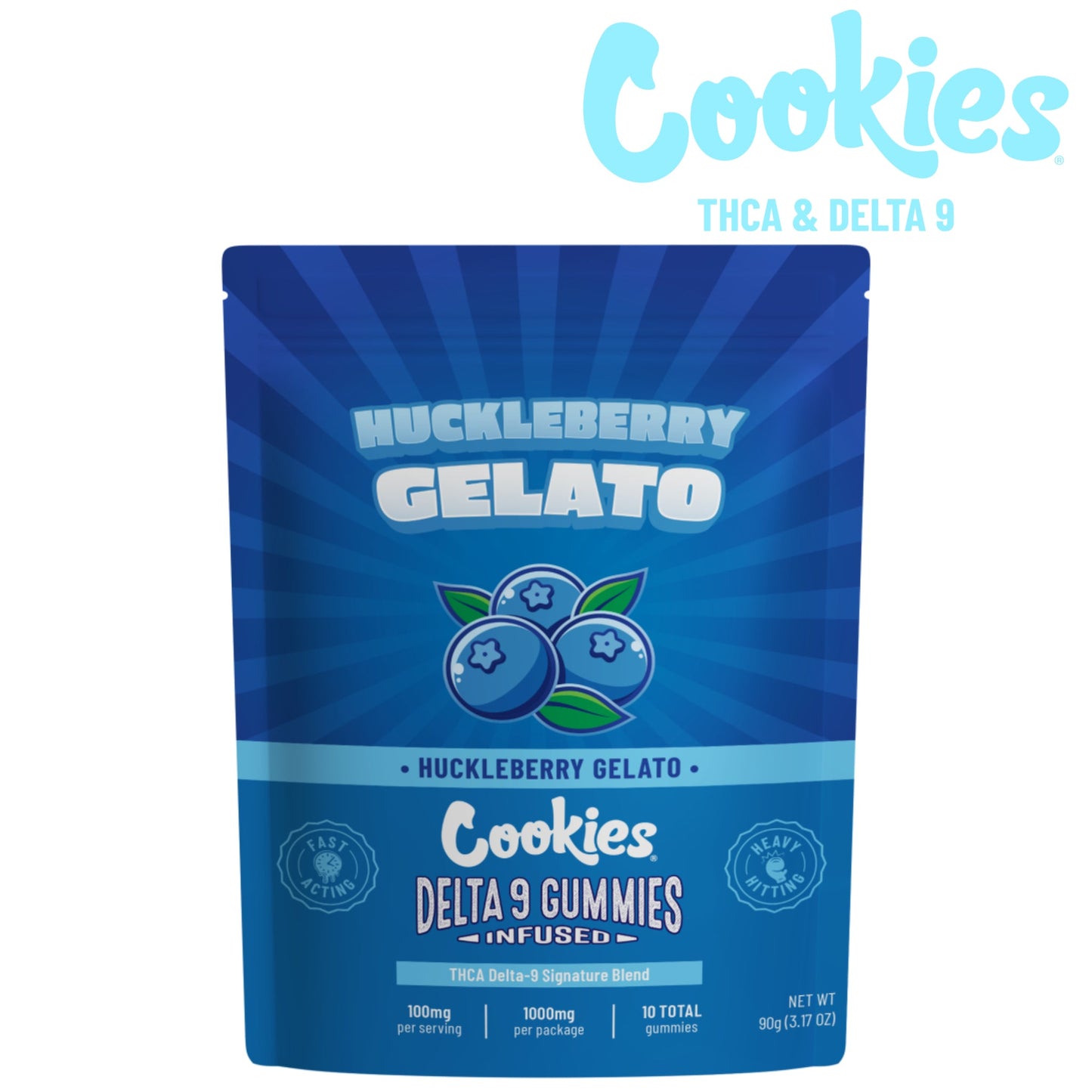 Cookies Huckleberry Gelato THC-A Delta 9 Gummies 1000mg 10ct