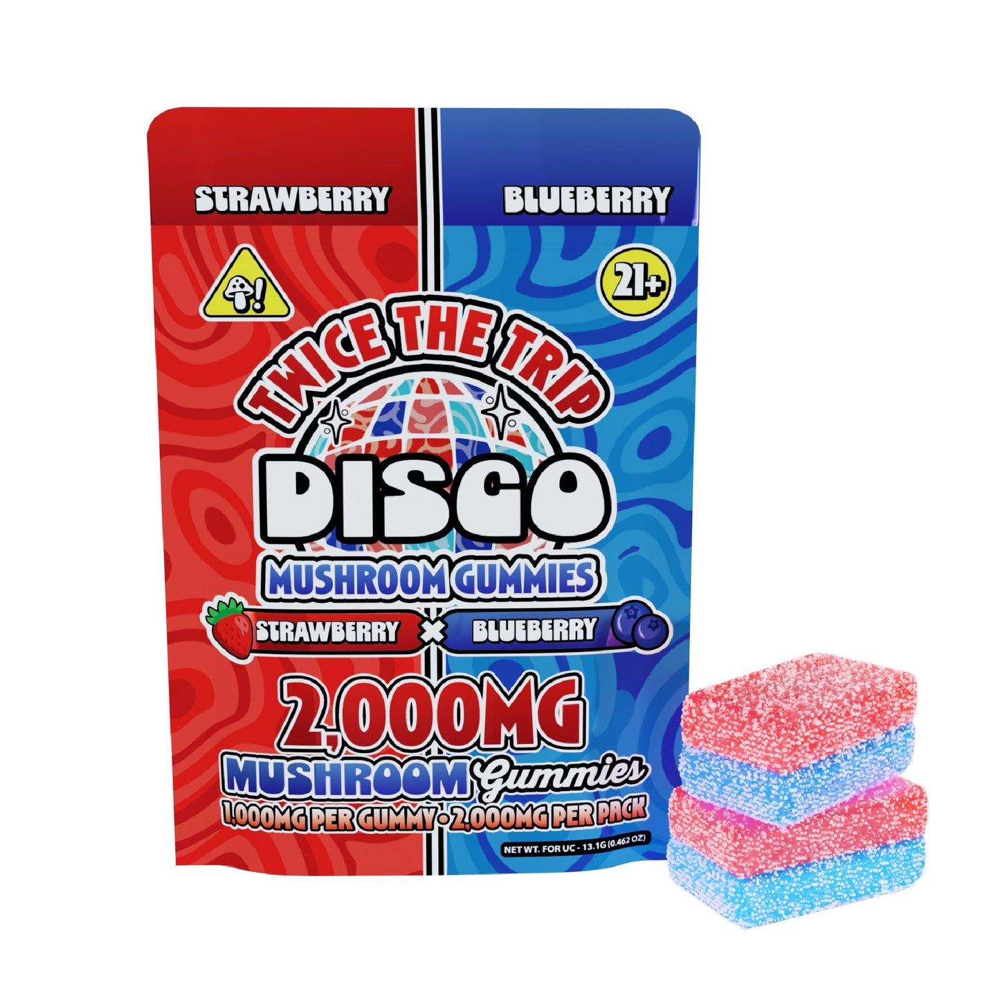 Disco Mushrooms Twice The Trip Double Stack Gummies 2000mg