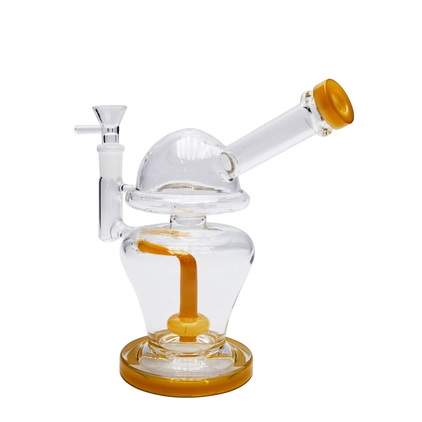 Domed Matrix Perc Bong 8in Borosilicate Glass Black Green Yellow Jade
