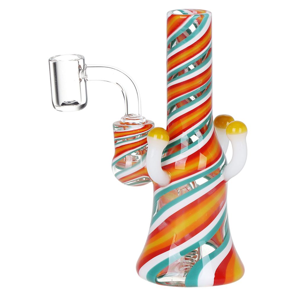 Pulsar Shroom Vision Wig Wag Glass Dab Rig - 5.75" / 14mm F / Colors Vary