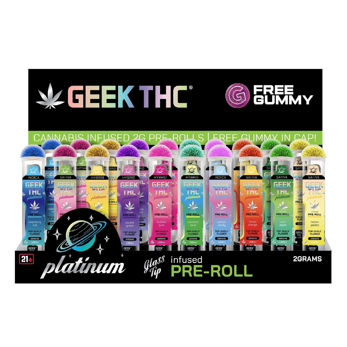 Geek'd Platinum Glass Tip THC-A Pre-Roll 2g