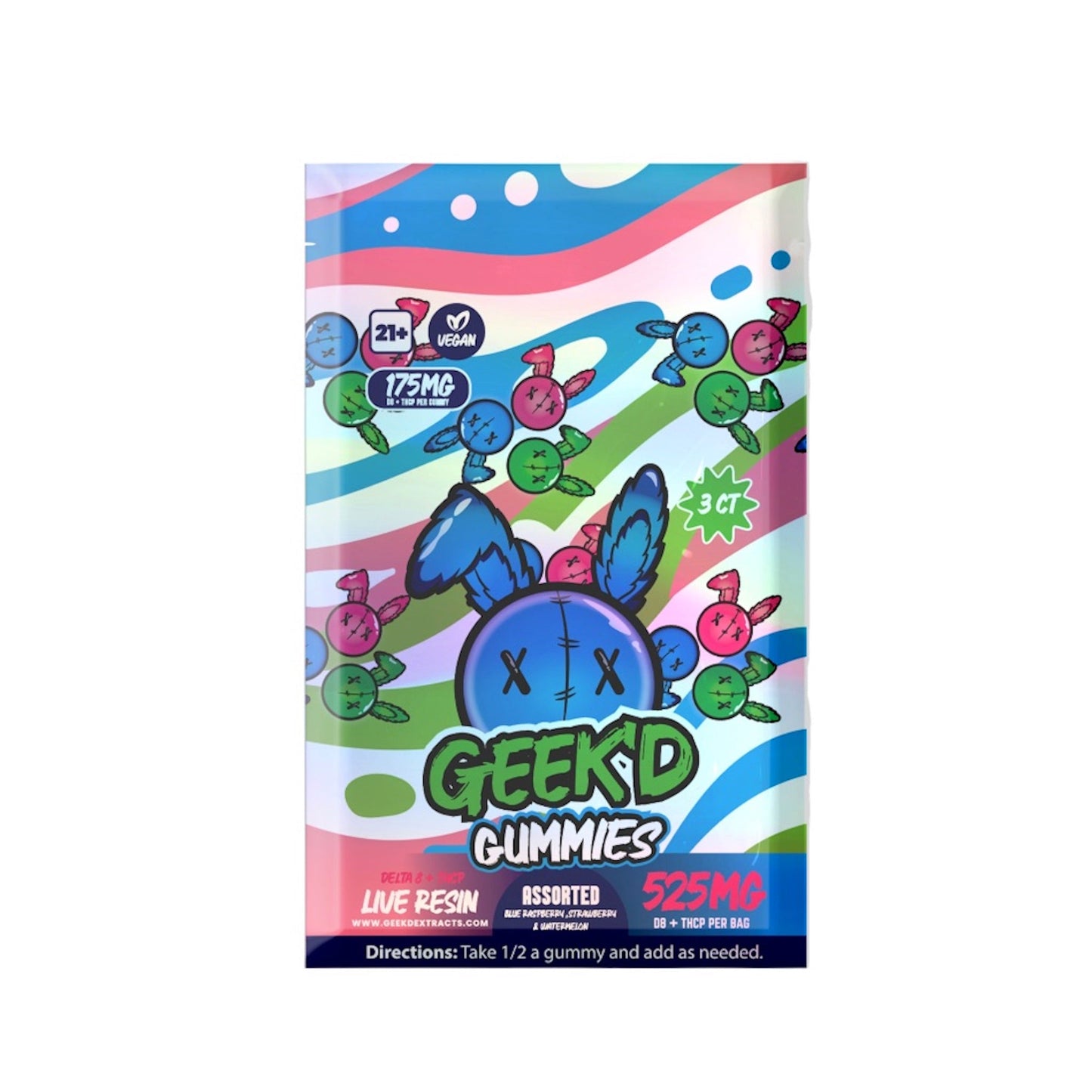 Geekd Delta 8 + THC-P Gummies 525mg 3ct