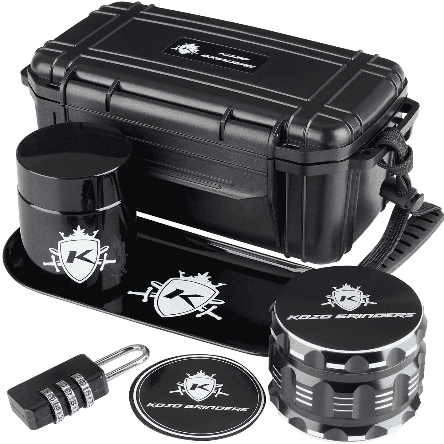 Kozo Smell Proof Box with Lock Grinder Rolling Tray