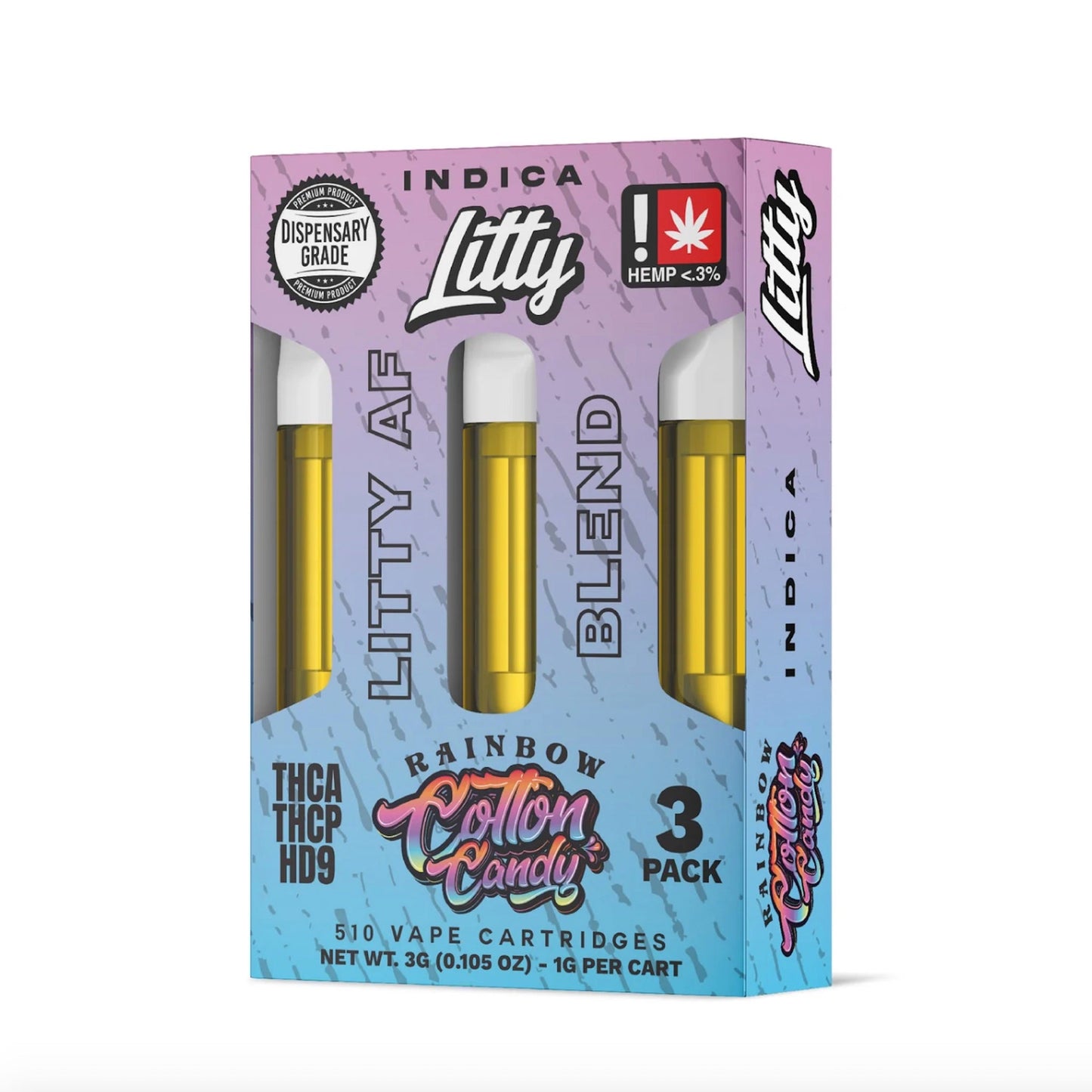Litty AF Blend Rainbow Cotton Candy Cartridge 3 Pack