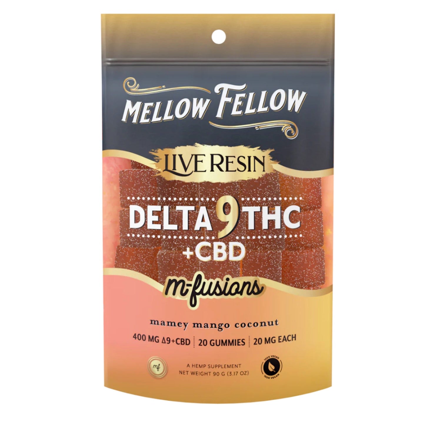 Mellow Fellow Delta 9 + CBD Mamey Mango Coconut Gummies 400mg 20ct