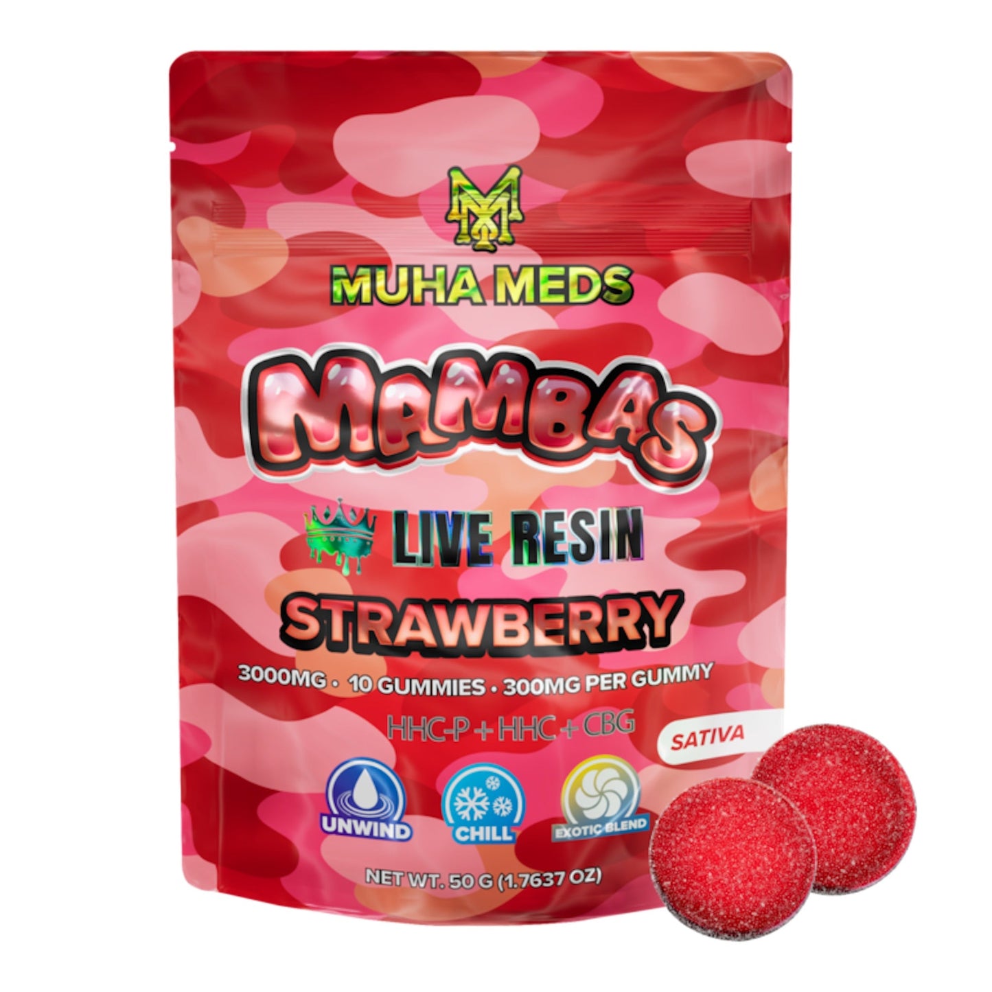 Muha Meds Live Resin Strawberry Gummies 3000mg