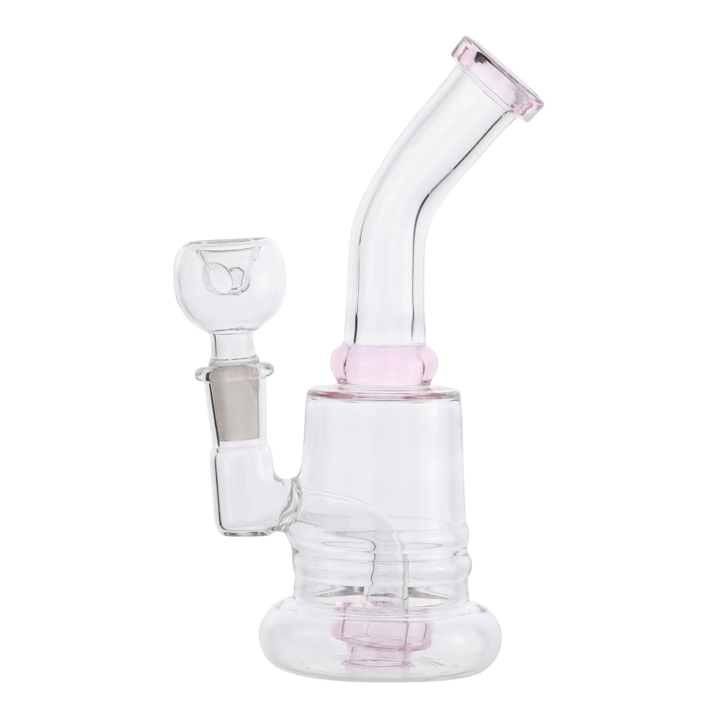 Allied International Pink Tilted Disc Perc Bong 7in Borosilicate Glass