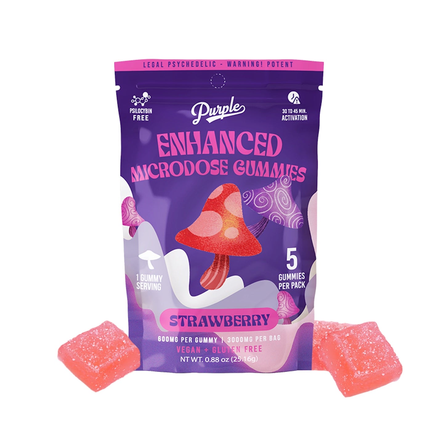 Purple Enhanced Microdose Strawberry Gummies 3000mg 5ct