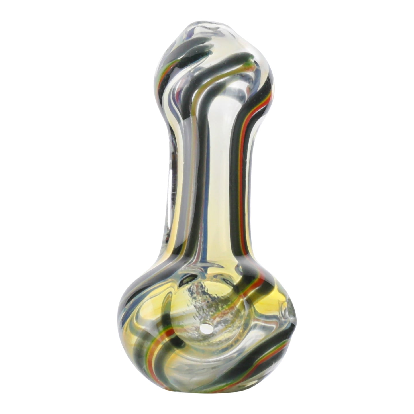 Allied International Rainbow Stripe Borosilicate Glass Spoon Pipe 3in