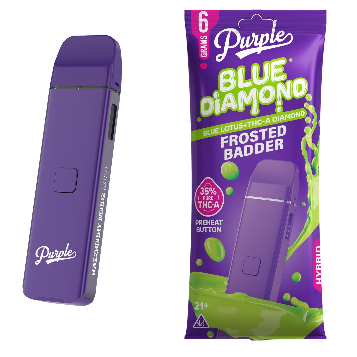 Purple Blue Diamond THC-A Blue Lotus Vaporizer 6000mg