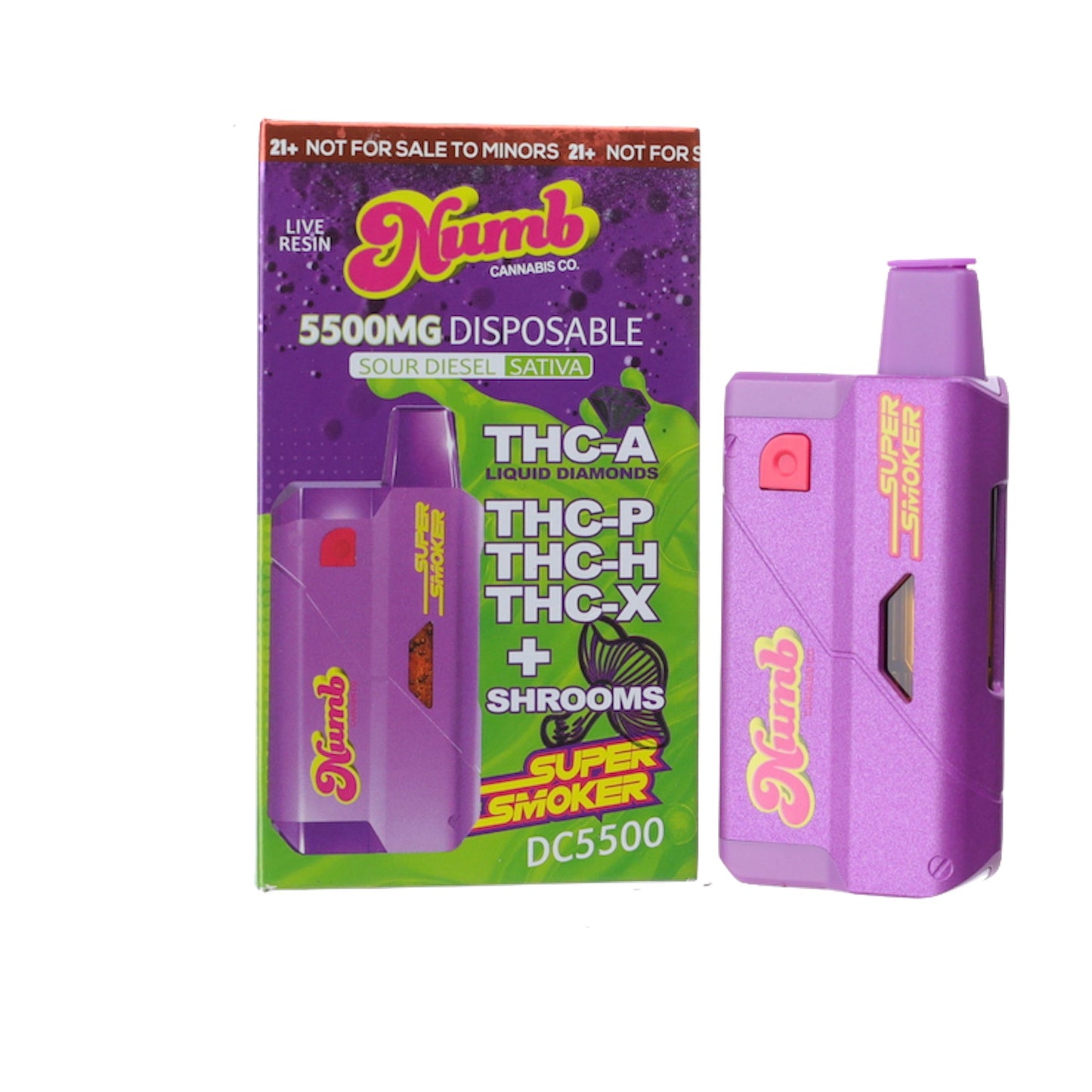 Numb Super Smoker Shroom Sour Diesel Vaporizer 5500mg