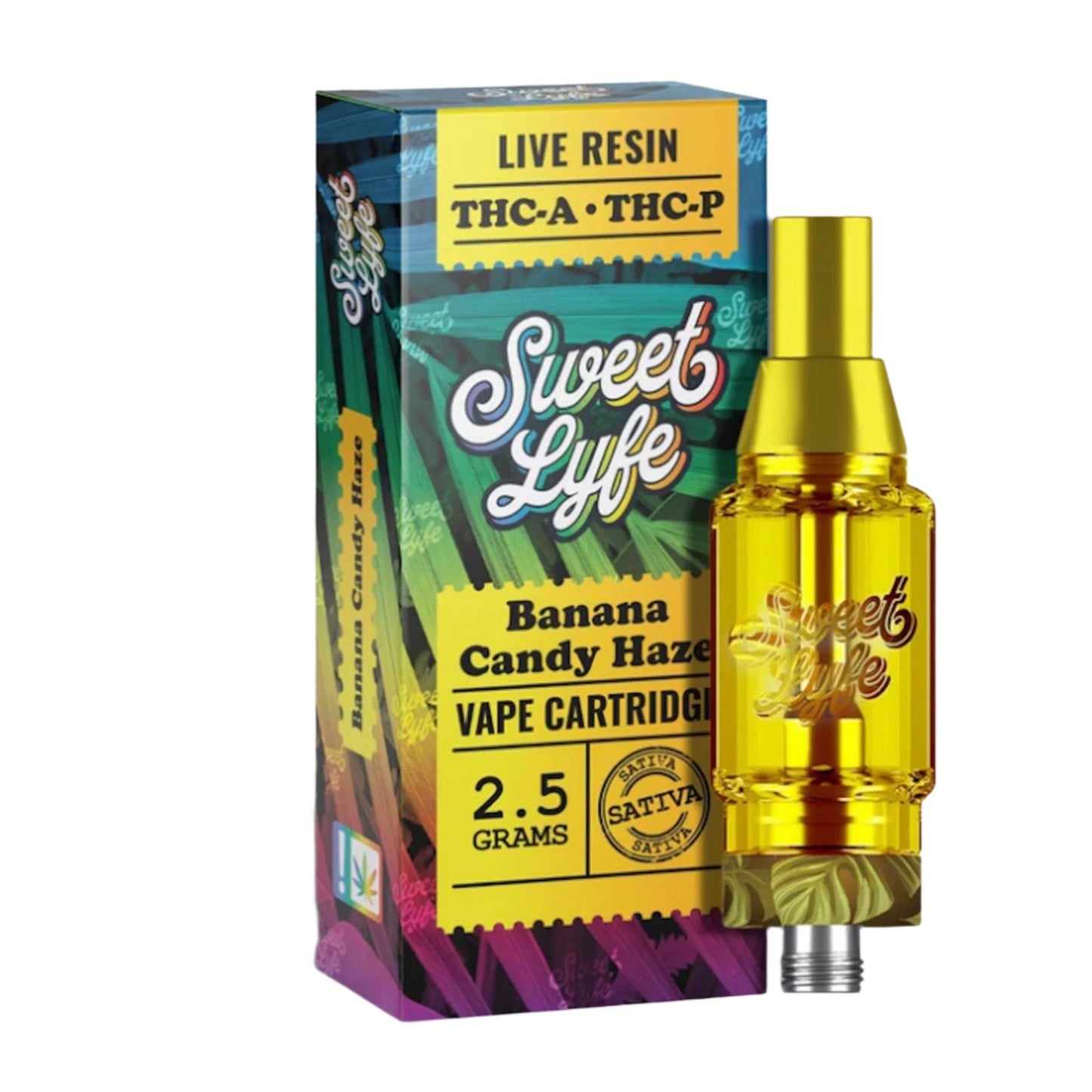 Sweet Lyfe Live Resin Banana Candy Haze THC-A THC-P Cartridge 2500mg