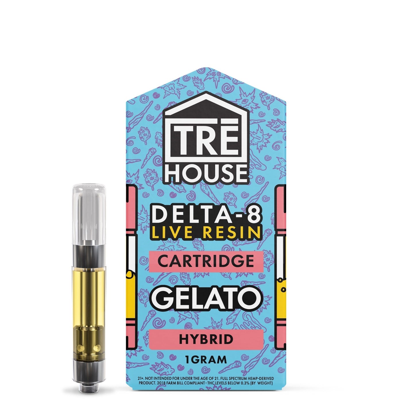 Tre House Live Resin Gelato Delta 8 Cartridge 1000mg