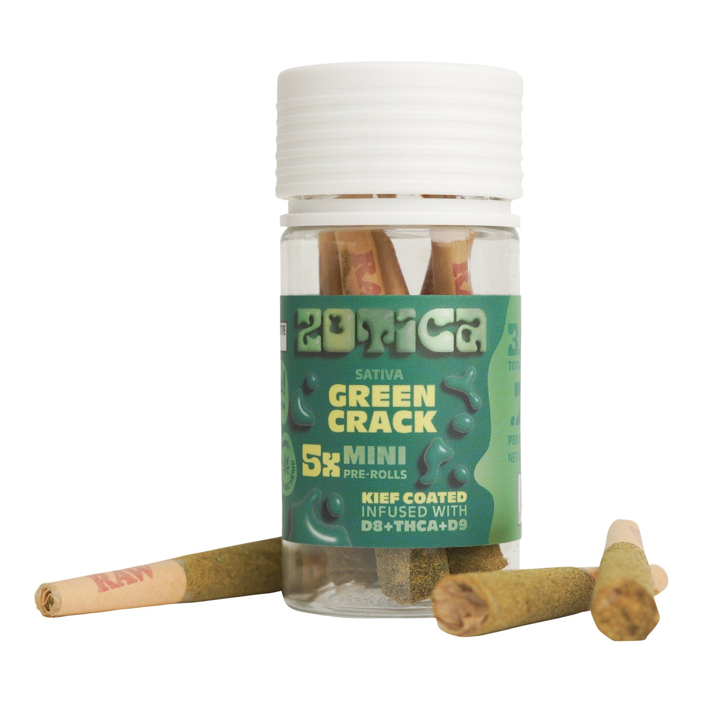 Zotica Green Crack THC-A Blend Kief Mini Pre-Rolls 5ct