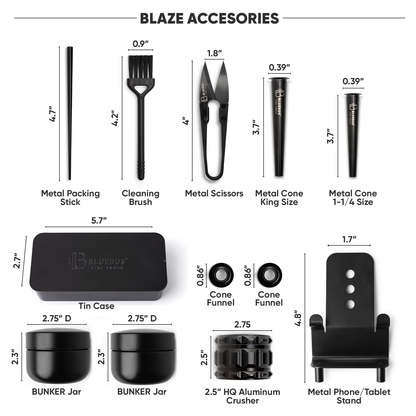 BLAZE Wooden Stash Rolling Tray with Accessories | BlueBus Fine Tools