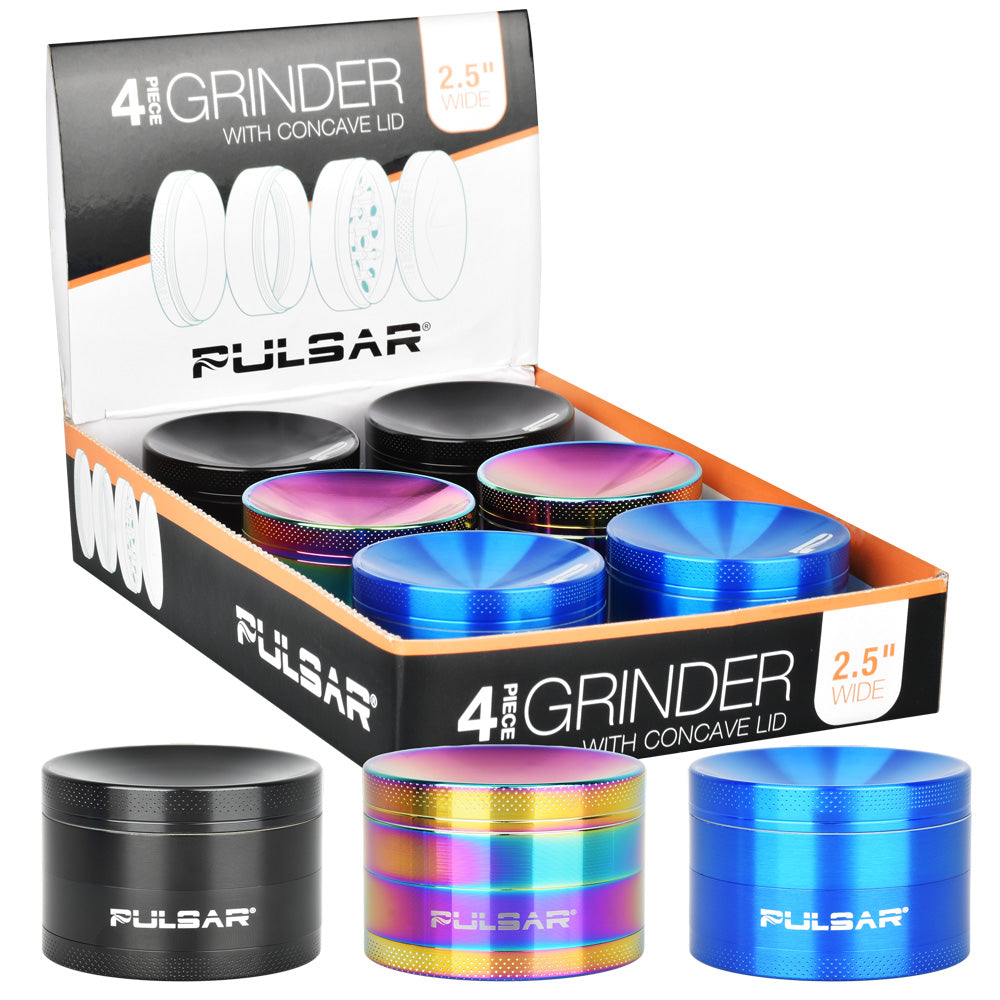 Pulsar Concave Grinder | 4pc | 2.5" | Assorted Colors | 6pc