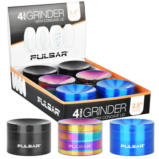 Pulsar Concave Grinder | 4pc | 2.5" | Assorted Colors | 6pc