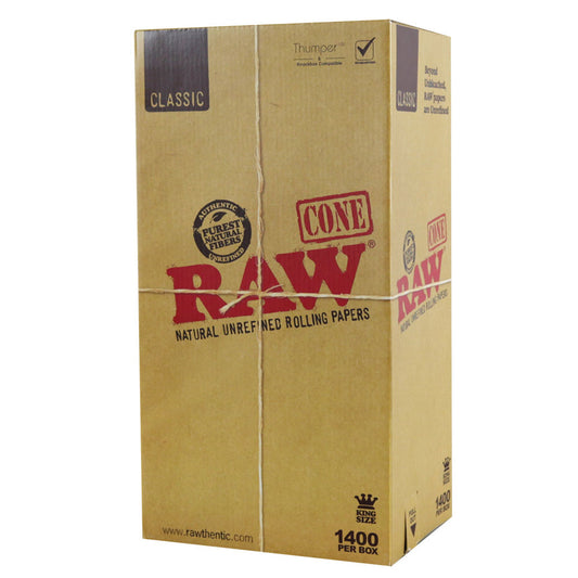 أوراق لف RAW Classic المخروطية | حجم كينج سايز | صندوق جملة 1400 قطعة