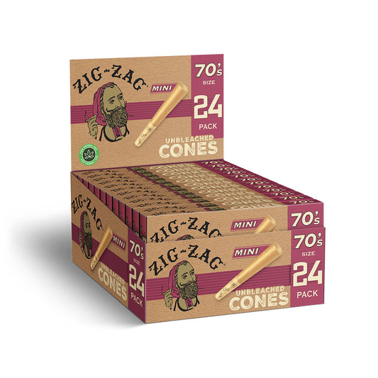 Zig Zag Unbleached Mini Cones | 24pk | 70mm | 12pc