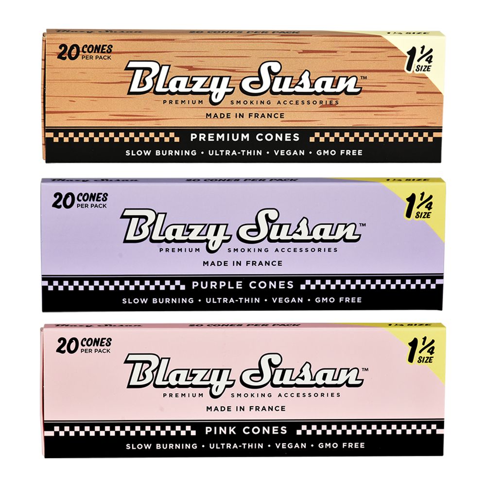 Blazy Susan Pre-Rolled Cones Slide Box | 1 1/4 | 20pc | 12pk Blazy Susan Pre-Rolled Cones Slide Box | 1 1/4 | Cone