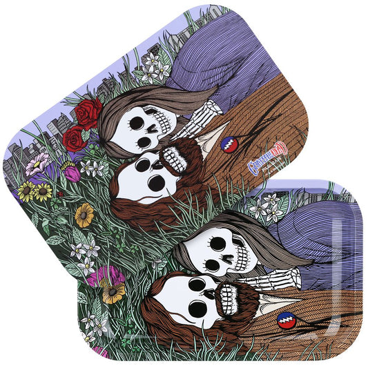 مجموعة صينية وغطاء Rolling Tray من Grateful Dead x Pulsar - زوج الأزهار / 11 بوصة × 7 بوصة