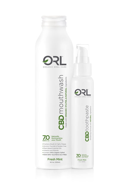 CBD Mouthwash + CBD Toothpaste Bundle  - Made with Organic Xylitol & Natural Ingredients
