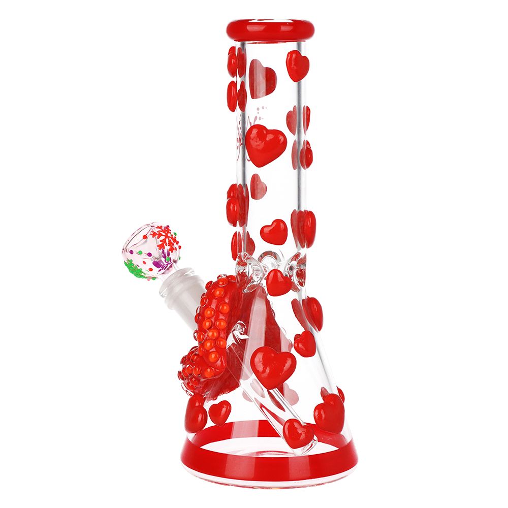 Pulsar Kiss My Lips Glow In Dark Beaker Glass Water Pipe - 9.75" / 14mm F