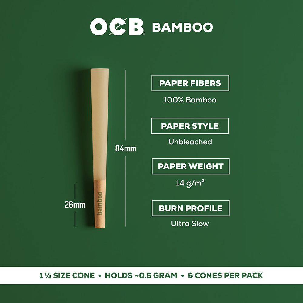 OCB Unbleached Bamboo Pre-Rolled Cones | 24pk