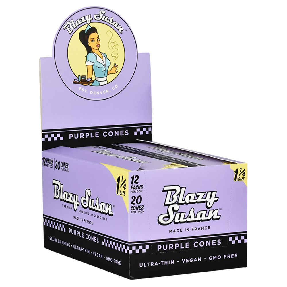 Blazy Susan Pre-Rolled Cones Slide Box | 1 1/4 | 20pc | 12pk Blazy Susan Pre-Rolled Cones Slide Box | 1 1/4 | Cone