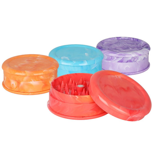 12CT - SeshGear Marbled Acrylic Grinder -  2pc / 2.4" / Assorted Colors