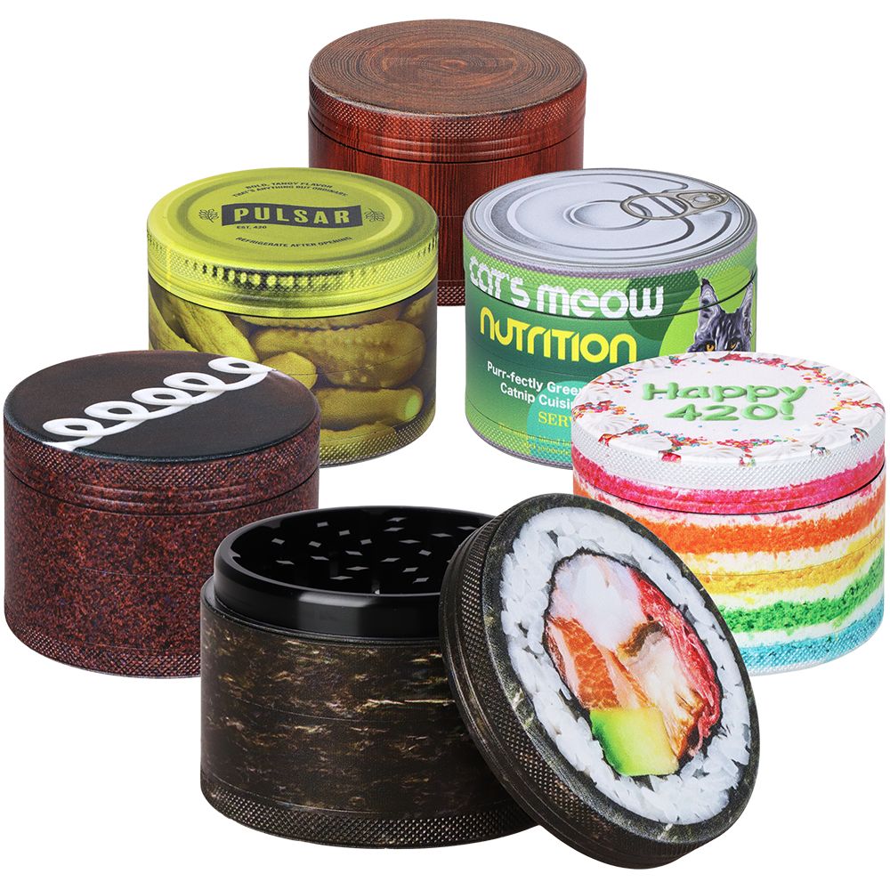 6CT - Pulsar Design Series Aluminum Grinder V3 - 4pc / 2.5" / Assorted Designs
