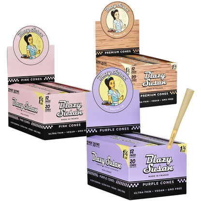 Blazy Susan Pre-Rolled Cones Slide Box | 1 1/4 | 20pc | 12pk Blazy Susan Pre-Rolled Cones Slide Box | 1 1/4 | Cone
