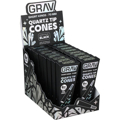 GRAV Quartz Tip Pre-Rolled Cones | Black | 16pk