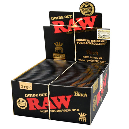 RAW Black Classic Inside Out Rolling Papers | King Size Slim | 50pk