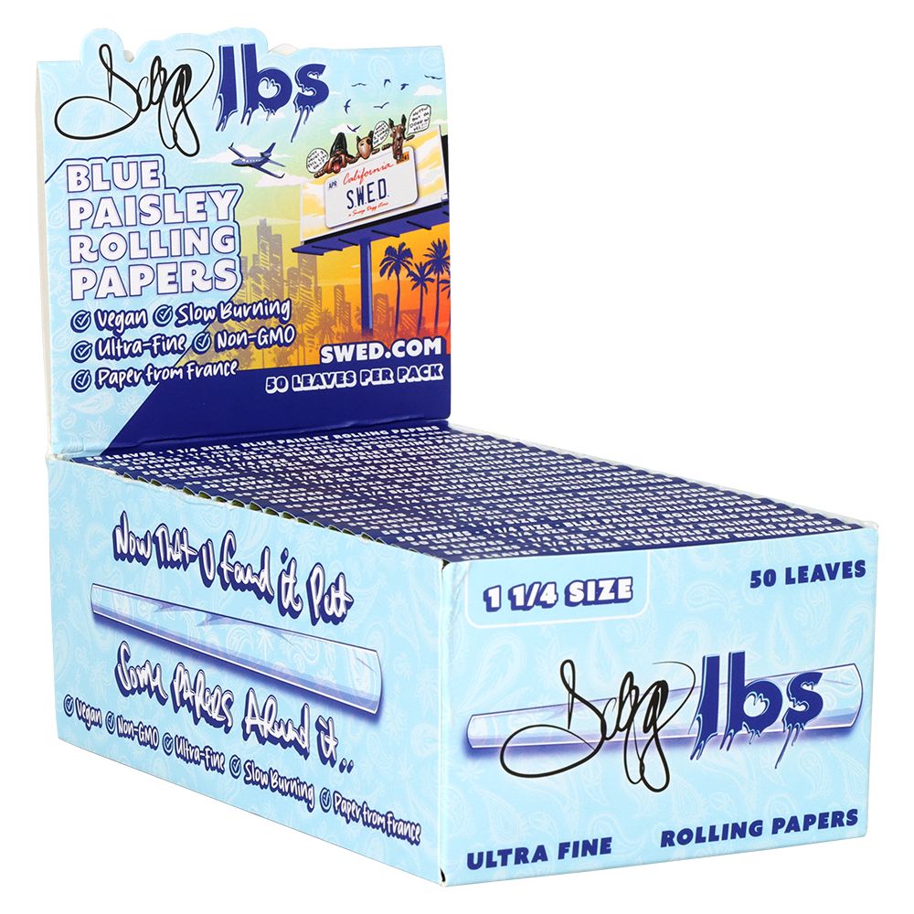50CT - Dogg Lbs Blue Paisley Rolling Papers - 1 1/4" / 50pc