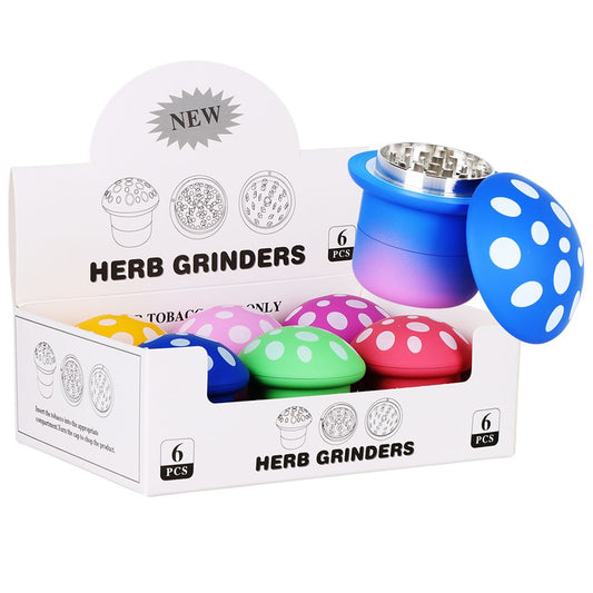 6CT - Gradiant Mushroom Grinder - 4pc / 2.7" / Assorted Colors
