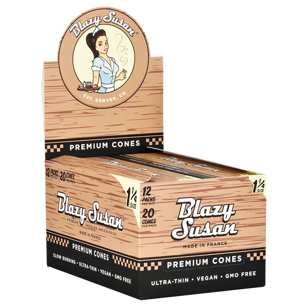 Blazy Susan Pre-Rolled Cones Slide Box | 1 1/4 | 20pc | 12pk Blazy Susan Pre-Rolled Cones Slide Box | 1 1/4 | Cone