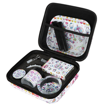 Hello Kitty Juicebox Glass Water Pipe Smoker's Travel Kit - 7" / 14mm F / Unicorn Kitty