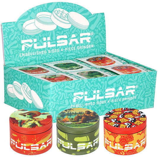 6CT - Pulsar Design Series Aluminum Grinder V2 - 4pc / 2.5" / Assorted Designs
