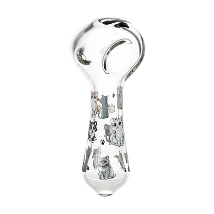 Pulsar Cute Kitties Glass Spoon Pipe - 4.5" 3ct